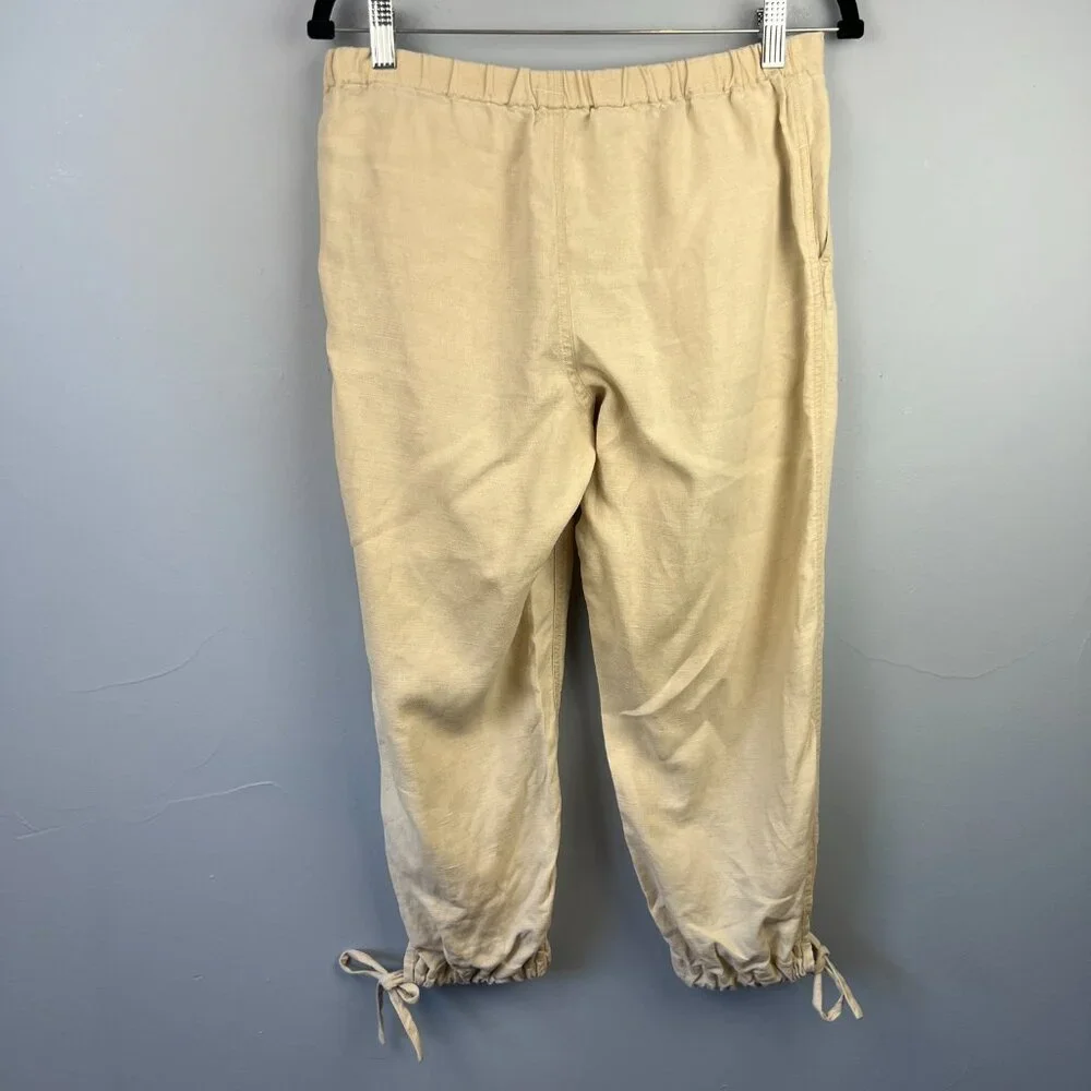 Banana Republic‎ Linen Ankle Pant Jogger Ankle Ties Size 2 Oatmeal